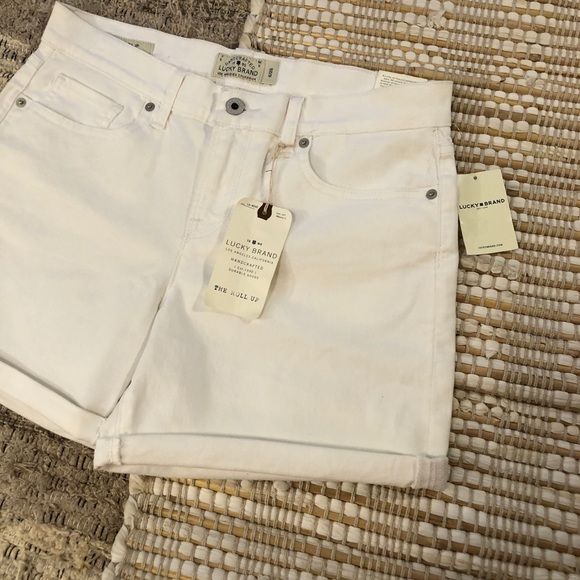 Lucky Brand White Roll Up High Rise Denim Shorts - Picture 2 of 8